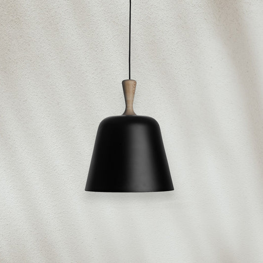Modern Pendant Light with Metal Shade and Wood Accent