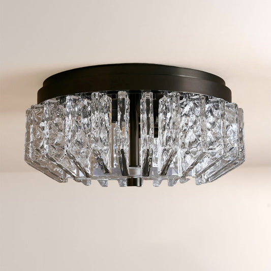 Liora Deco Brass Flush Mount with Textured Glass Panels