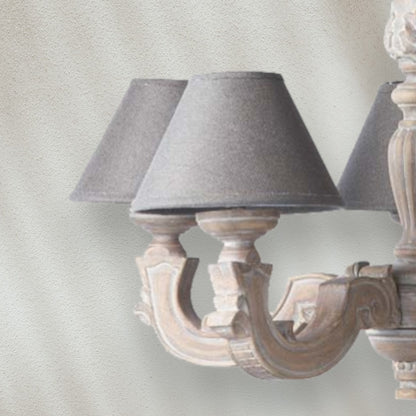 Classic Wood Chandelier with Fabric Shades