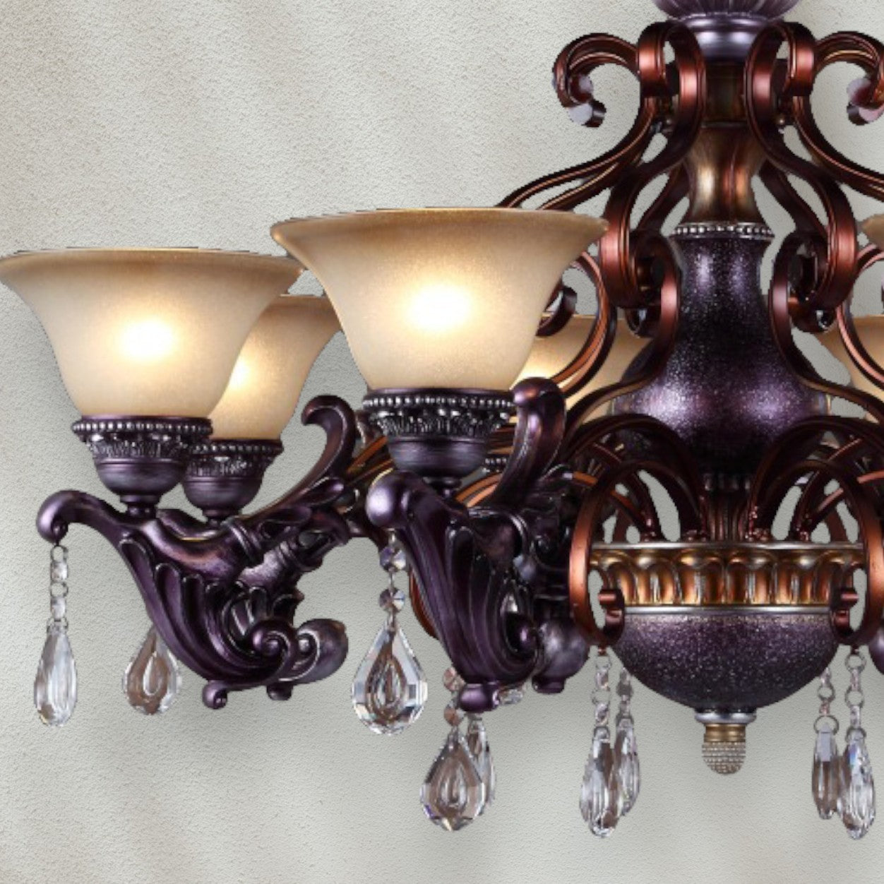 Traditional 6-Light Chandelier with Frosted Glass Shades