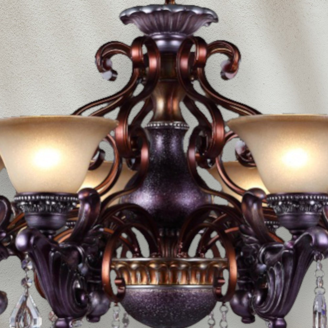 Traditional 6-Light Chandelier with Frosted Glass Shades