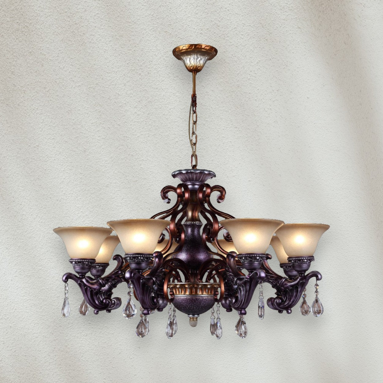 Traditional 6-Light Chandelier with Frosted Glass Shades