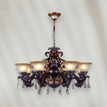 Traditional 6-Light Chandelier with Frosted Glass Shades