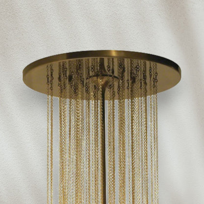 Modern Chandelier with Gold Chains and White Glass Shades
