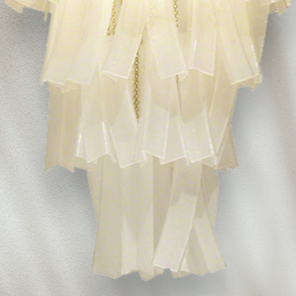 Modern Chandelier with Gold Chains and White Glass Shades