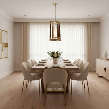 Modern Pendant Light with Wood and Metal Frame