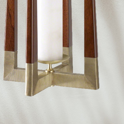 Modern Pendant Light with Wood and Metal Frame