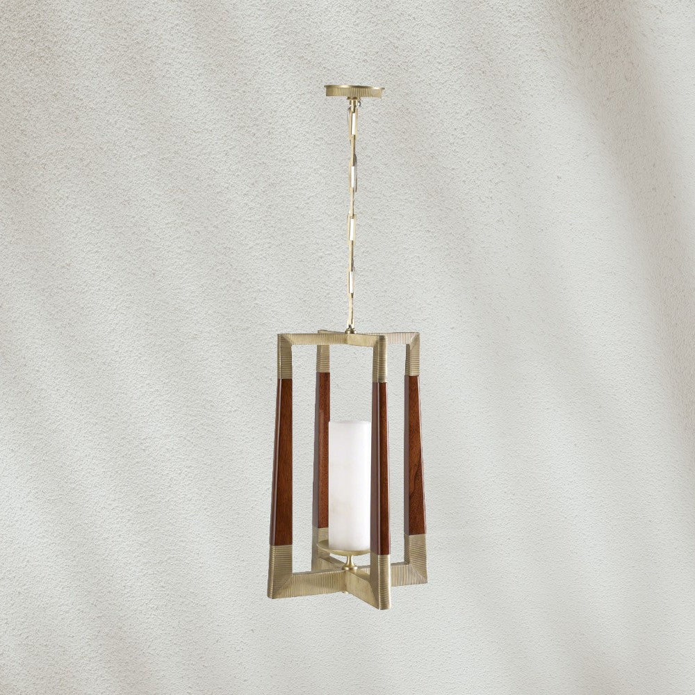 Modern Pendant Light with Wood and Metal Frame