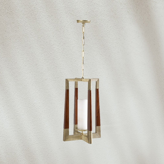 Modern Pendant Light with Wood and Metal Frame