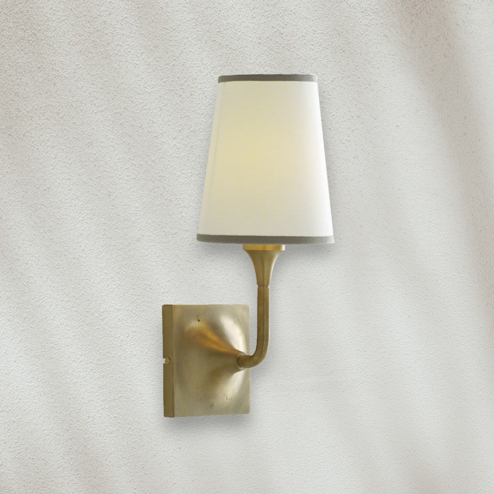 Brass Wall Sconce with Fabric Shade