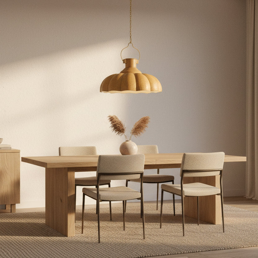 Modern Hanging Pendant Light with Sculpted Shade