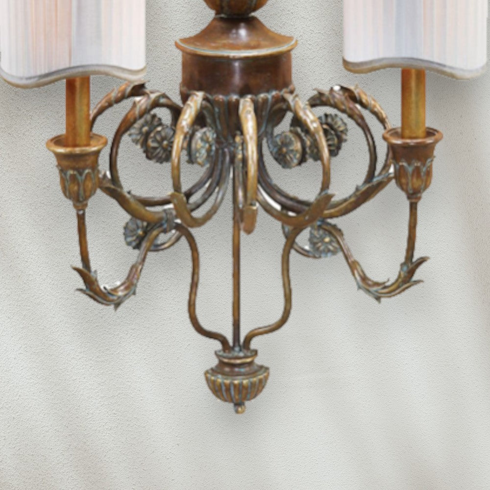 Traditional 2-Light Wall Sconce with Fabric Shades