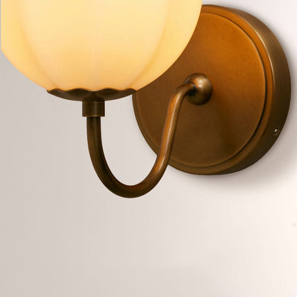Aveline Gooseneck Ribbed Opal Glass Wall Sconce