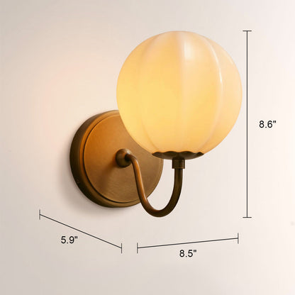Aveline Gooseneck Ribbed Opal Glass Wall Sconce