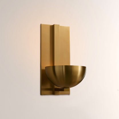 Briar Alabaster Bowl Wall Sconce with Brass Backplate
