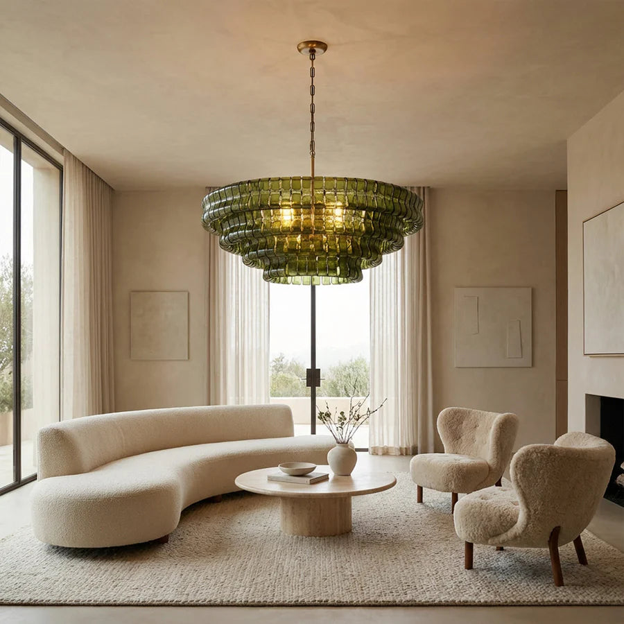 Ghiaccio Glass Round Chandelier 24" 36" 48" 60"