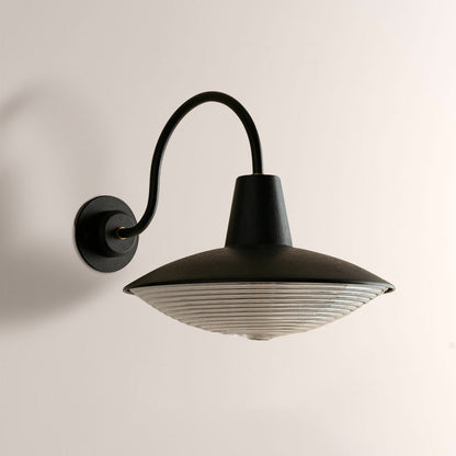 Haven Blackened Iron Ribbed Glass Outdoor Sconce