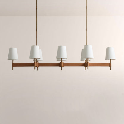 Haven Leather Brass Linear Chandelier