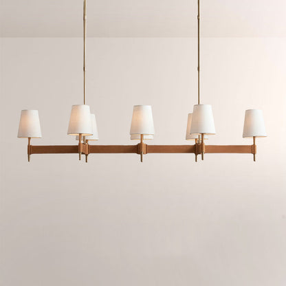 Haven Leather Brass Linear Chandelier