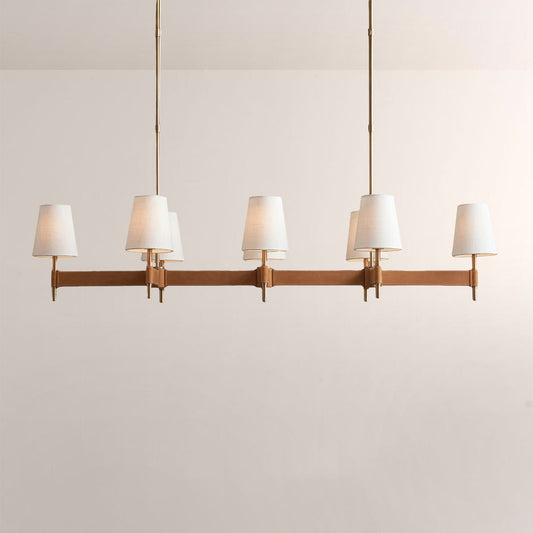 Haven Leather Brass Linear Chandelier
