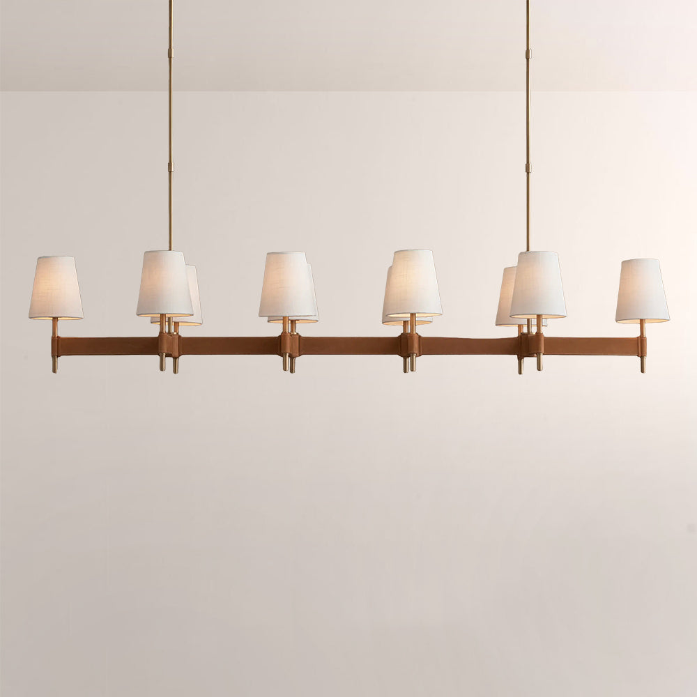 Haven Leather Brass Linear Chandelier