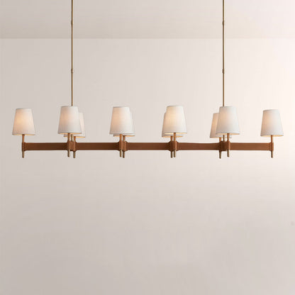 Haven Leather Brass Linear Chandelier