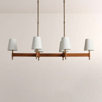 Haven Leather Brass Linear Chandelier