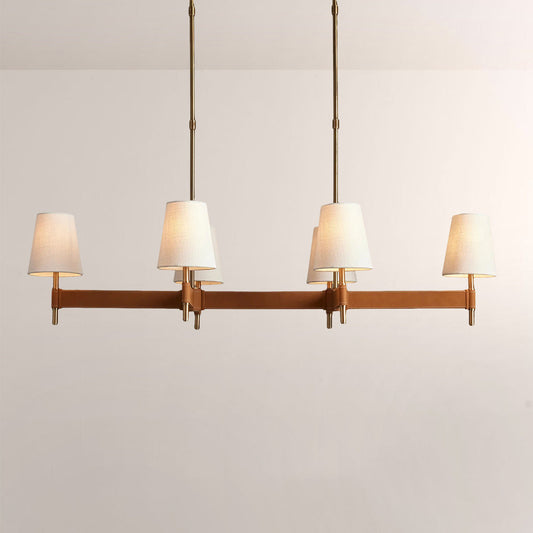 Haven Leather Brass Linear Chandelier