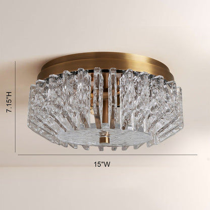 Liora Deco Brass Flush Mount with Textured Glass Panels