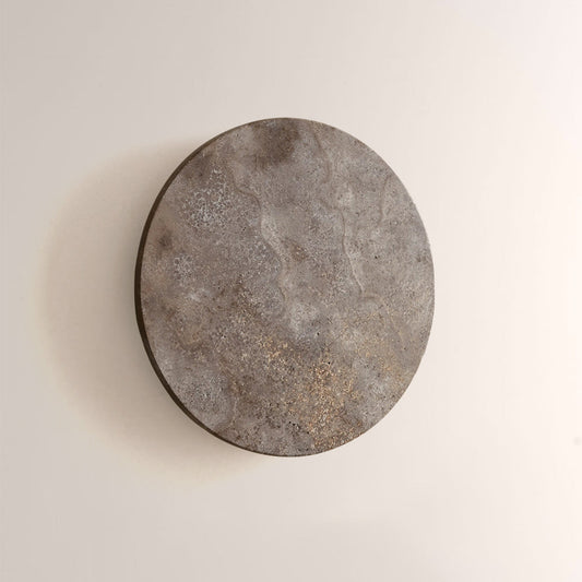 Lira Travertine Disc Outdoor Sconce