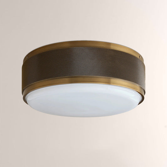 Marlow Perforated Metal Flush Mount with Milk Glass Diffuser