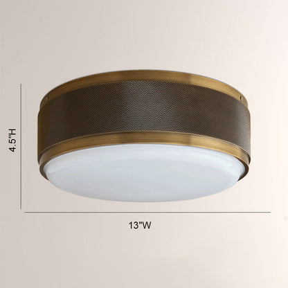 Marlow Perforated Metal Flush Mount with Milk Glass Diffuser