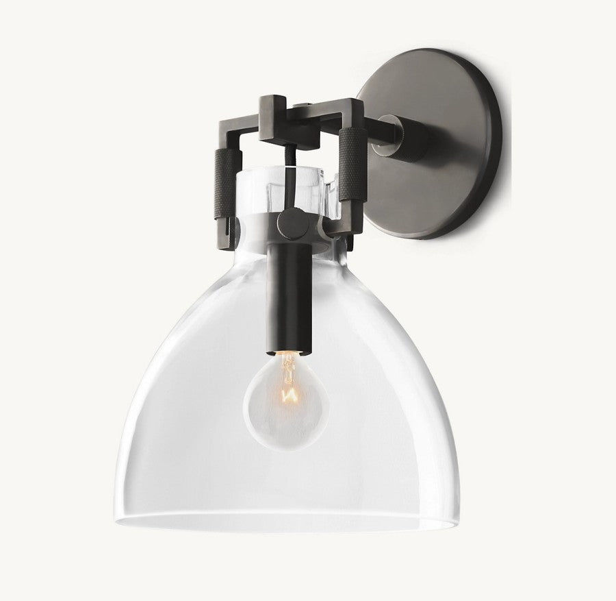 Mechanic Glass Cloche Sconce 8"