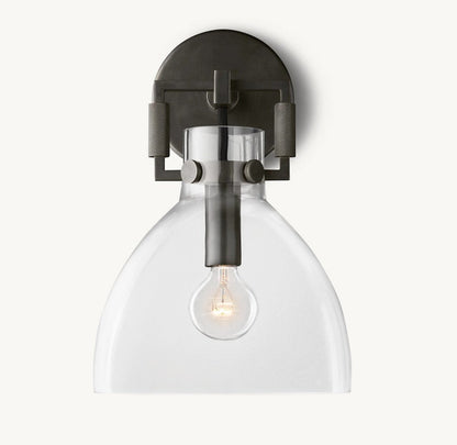 Mechanic Glass Cloche Sconce 8"