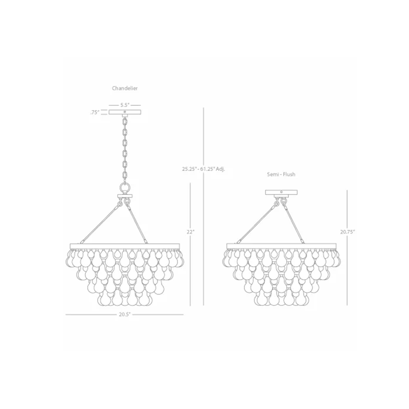 Anqeer Waterdrop Round Chandelier 21"