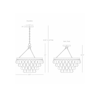 Anqeer Waterdrop Round Chandelier 21"