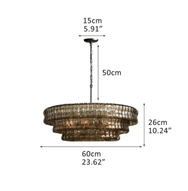 Ghiaccio Glass Round Chandelier 24" 36" 48" 60" - 6 - Tier 60"BrassClearGILDLAMPS
