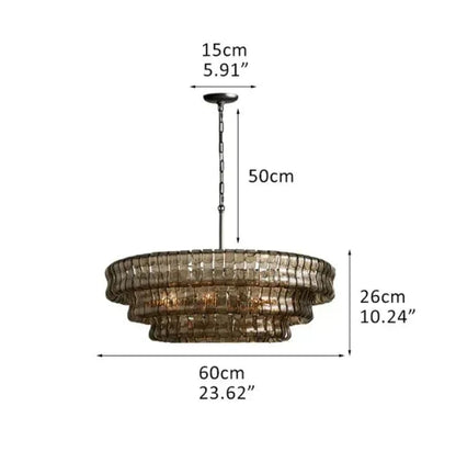 Ghiaccio Glass Round Chandelier 24" 36" 48" 60" - 6 - Tier 60"BrassClearGILDLAMPS