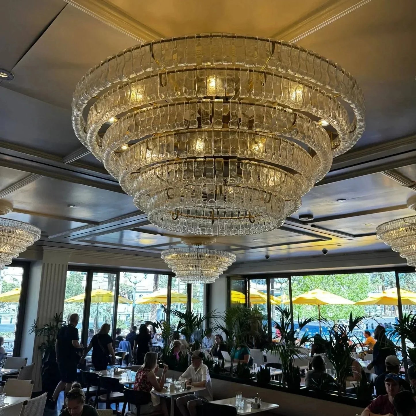 Ghiaccio Glass Round Chandelier 24" 36" 48" 60" - 6 - Tier 60"BrassClearGILDLAMPS