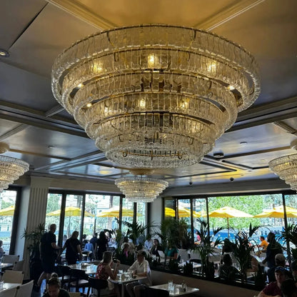 Ghiaccio Glass Round Chandelier 24" 36" 48" 60" - 6 - Tier 60"BrassClearGILDLAMPS