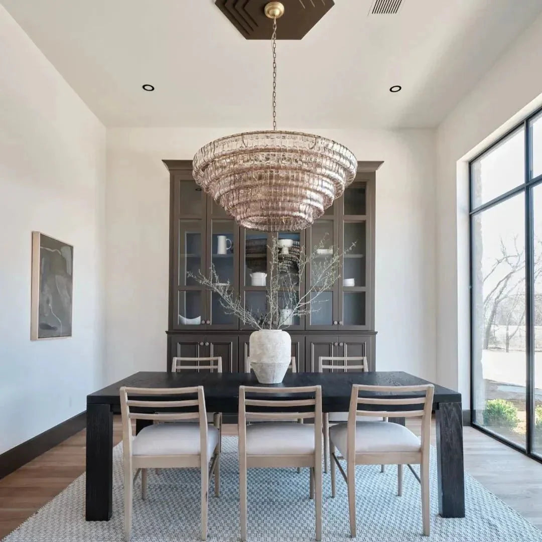 Ghiaccio Glass Round Chandelier 24" 36" 48" 60" - 3 - Tier 24"BronzeSmokeGILDLAMPS