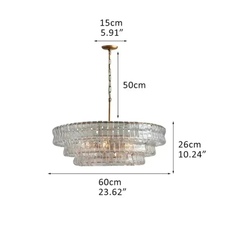 Ghiaccio Glass Round Chandelier 24" 36" 48" 60" - 6 - Tier 60"BrassClearGILDLAMPS