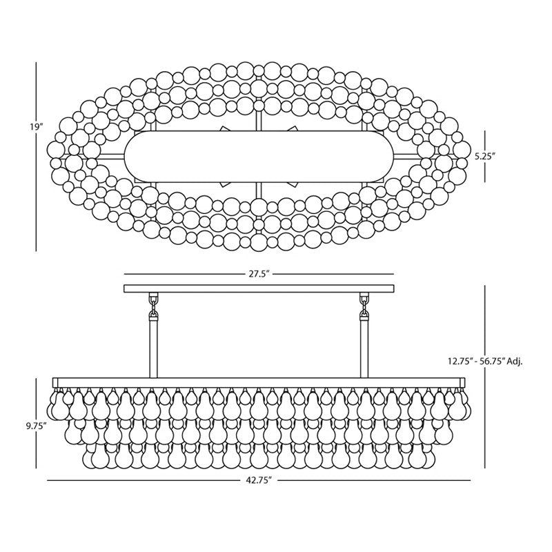 Anqeer Waterdrop Oval Chandelier 43"